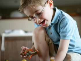 kid wearing glasses