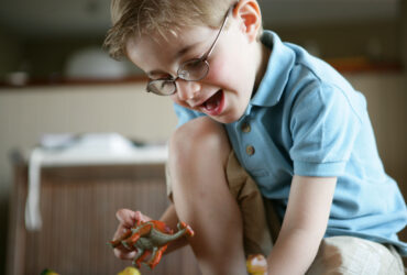 kid wearing glasses